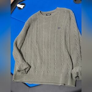 True Religion Olive Cable Knit Crewneck Sweater
